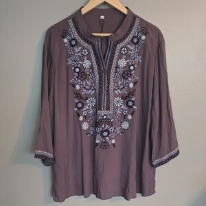 Embroidered Grey Women's Tunic